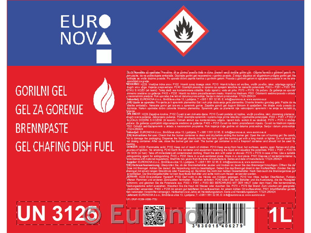 Chafing Dish Fuel Gel / 1L