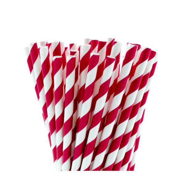 Paper Straws / 6x200mm /Red White/ 100Pc